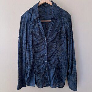Express Button-Down Shirt Abstract Stars Blue and Black Medium